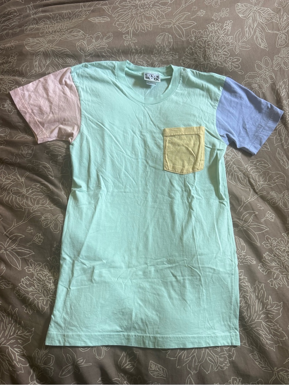 American Apparel Pastel Color Block Tee Mens XS